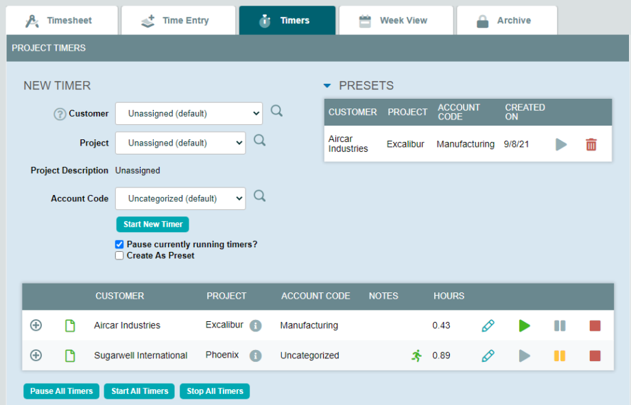 Project Time Entry Methods