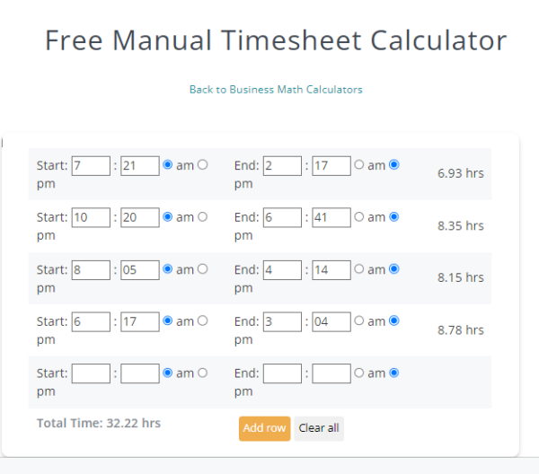 Work time calculator